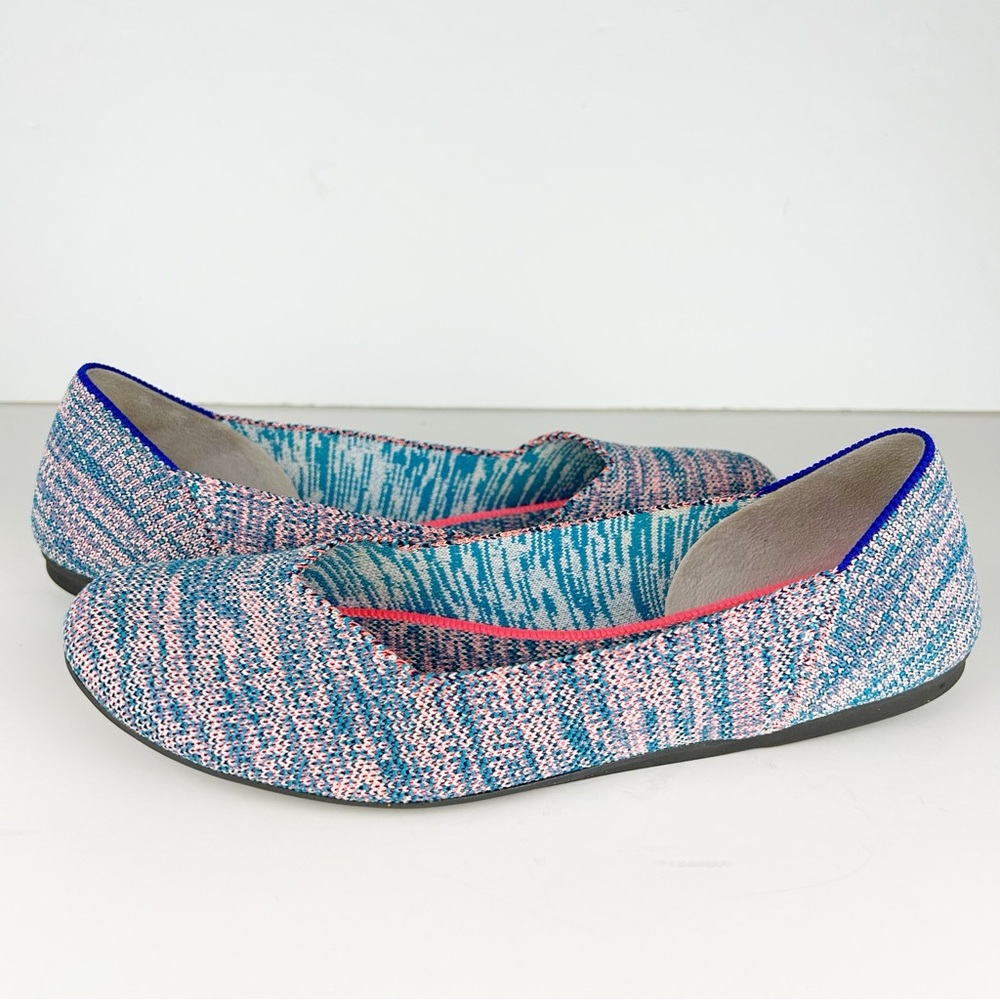 Rothy’s The Flat Turquoise Melange Retired Round Toe Flats Size 9